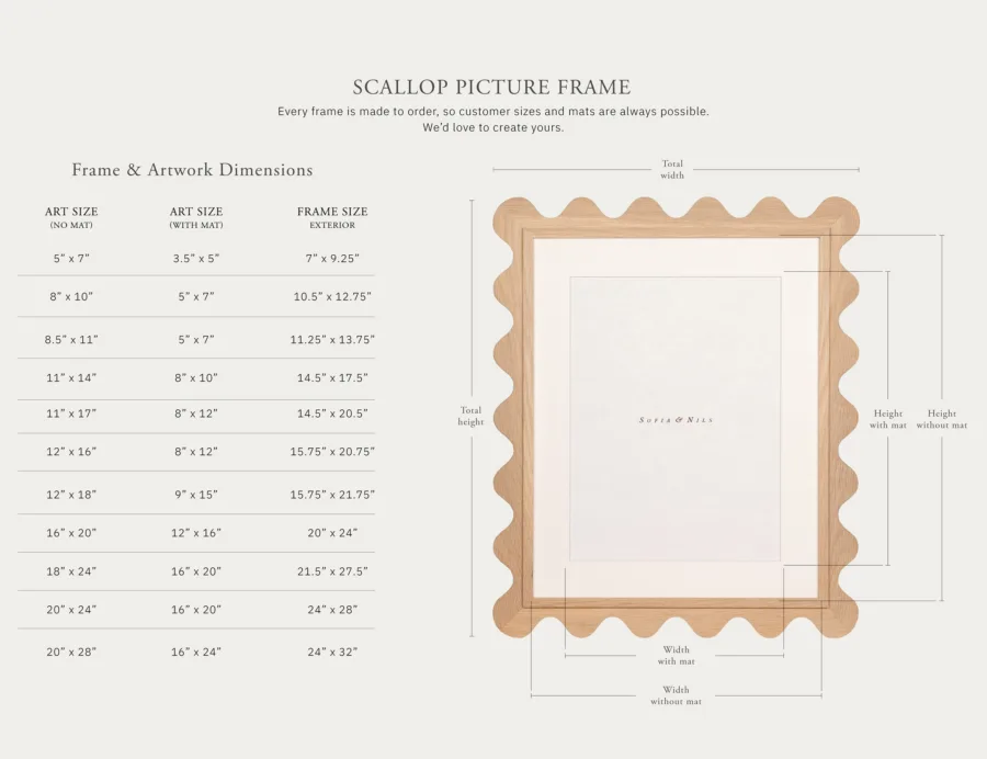 Size chart White Oak