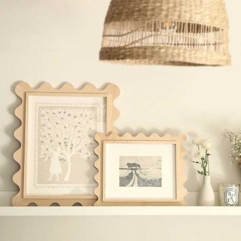 Maple 11x14 and 8x10 scalloped frames shown together